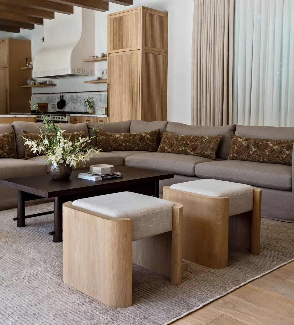 Fiona White Oak Curved Ottoman | Le Maé