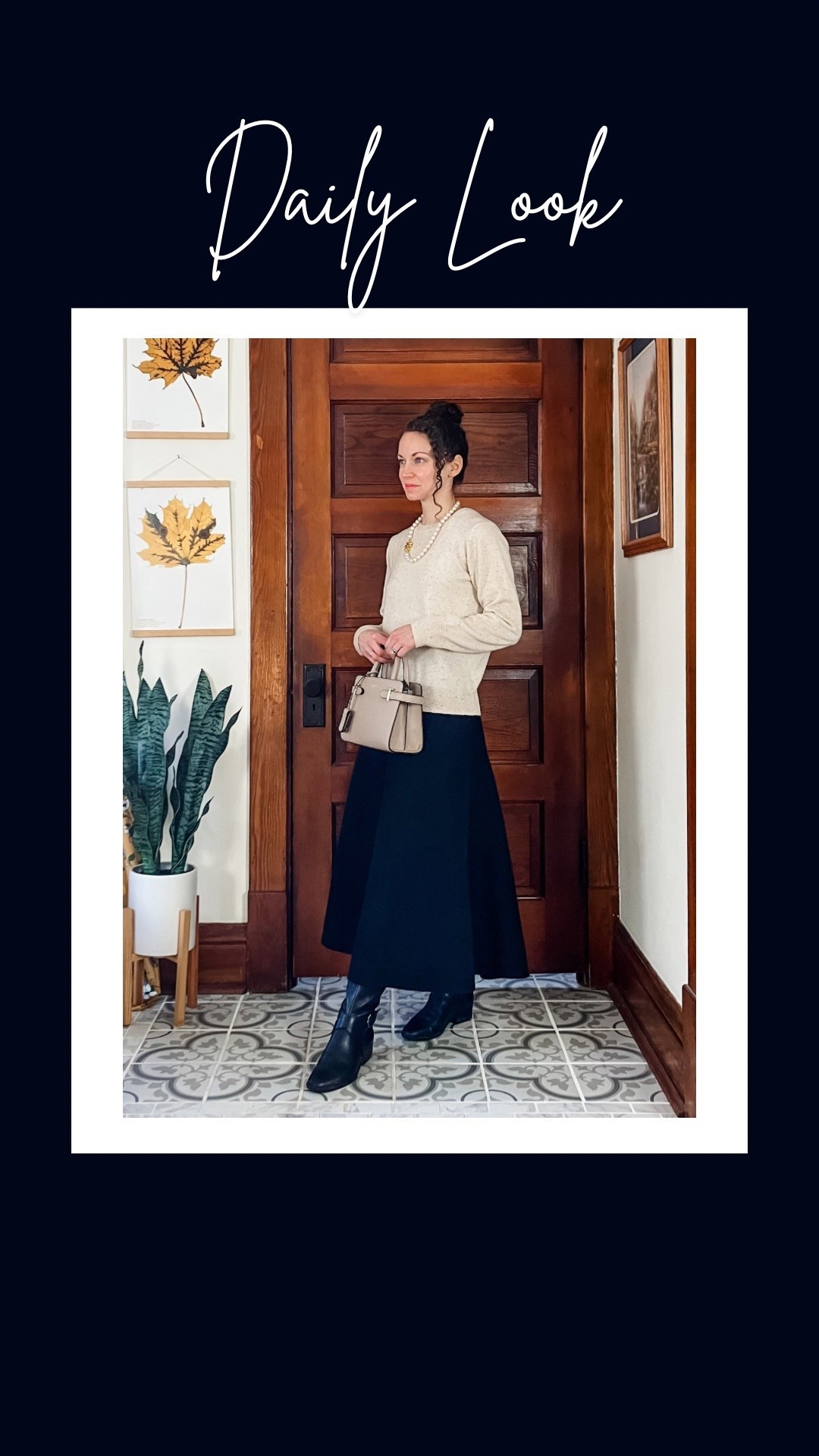 A classic winter outfit- a beige cashmere sweater, a black skirt and black riding boots. 
Cashmere sweater from Comoboca, linking similar from Quince. 
Black winter weight skirt from Amazon. 
Black leather riding boots from Naturalizer, linking this year’s version. 
Neutral leather handbag from Le Tanneur. 
Petite outfit. Modest outfit. Classic outfit. Neutral outfit. Winter outfit  

#LTKootd #LTKgrwm #LTKOver40