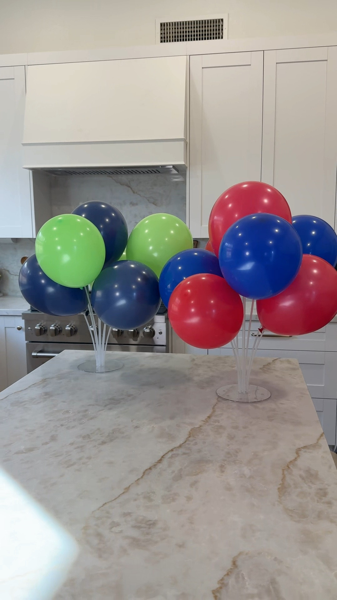 Easy Super Bowl party decorations! 🏈 These balloon stands are affordable and can be reused for any occasion. 
•
•
Super Bowl party, Super Bowl Sunday, Seahawks and patriots, party decorations, balloon stands, no helium balloons, table decor, tabletop balloons

#LTKHome #LTKSeasonal