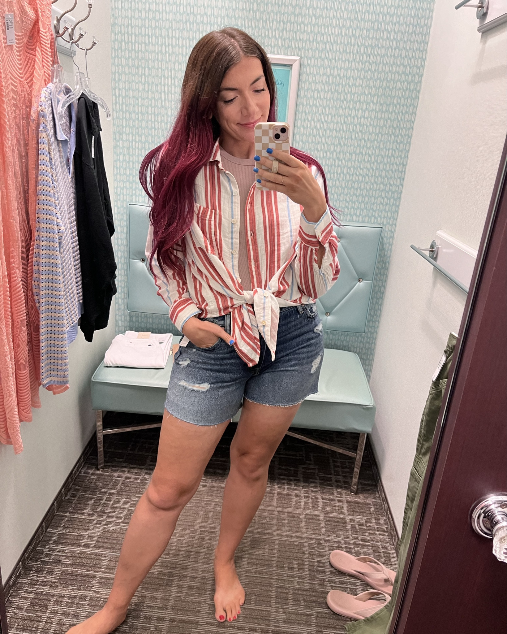Love this look - tie or not! Cut off a-shape shirts with a nautical button down. What’s not to love?! 

#LTKsale #LTKsummer #LTKcanada