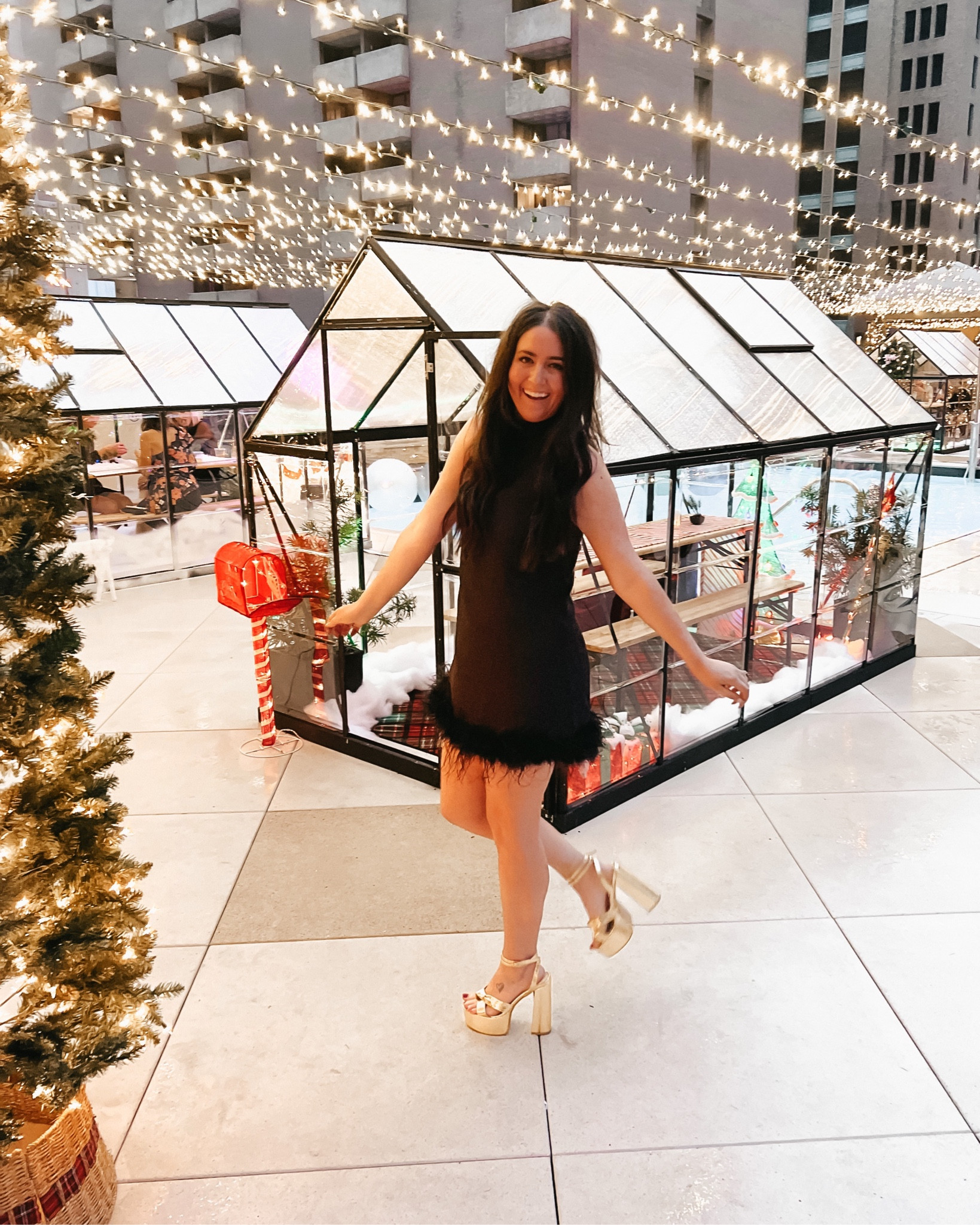 Holiday, Christmas, cocktail, black dress, feather 

#LTKHoliday #LTKunder50 #LTKshoecrush