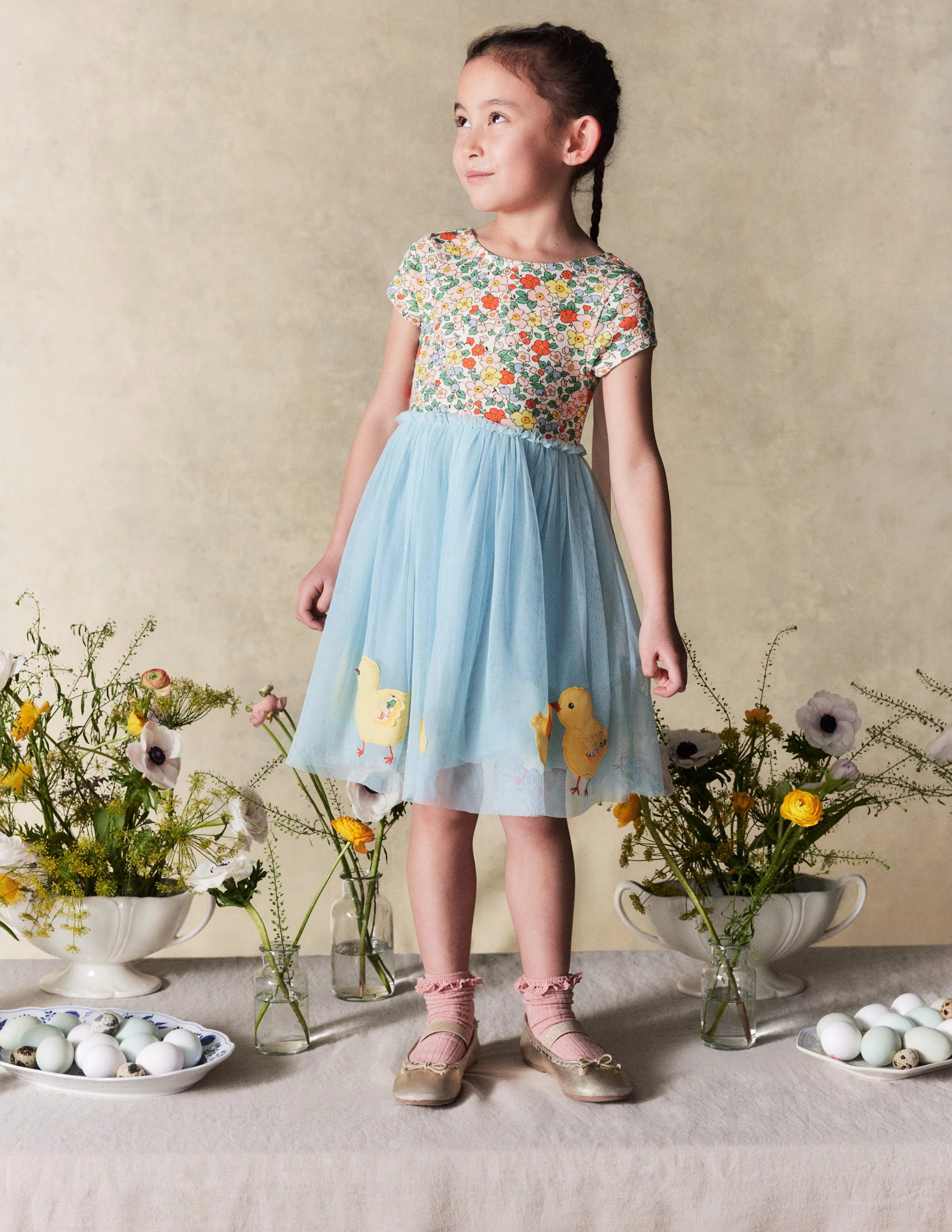 Ami Applique Tulle Dress-Pale Blue Horses | Boden (US)
