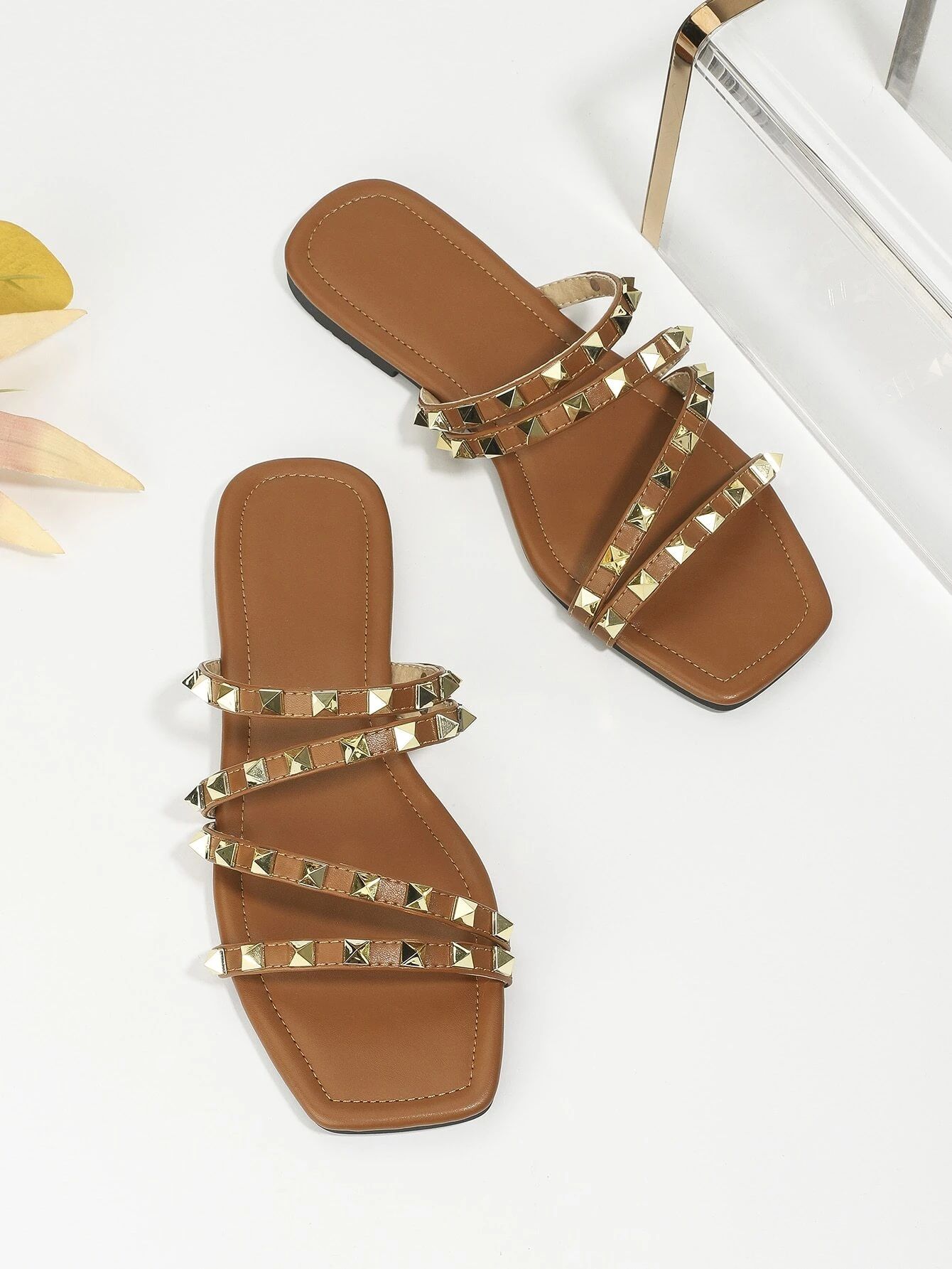Studded Decor Multi Strap Slide Sandals
   SKU: sx2205219408036565      
          (3 Reviews)
  ... | SHEIN