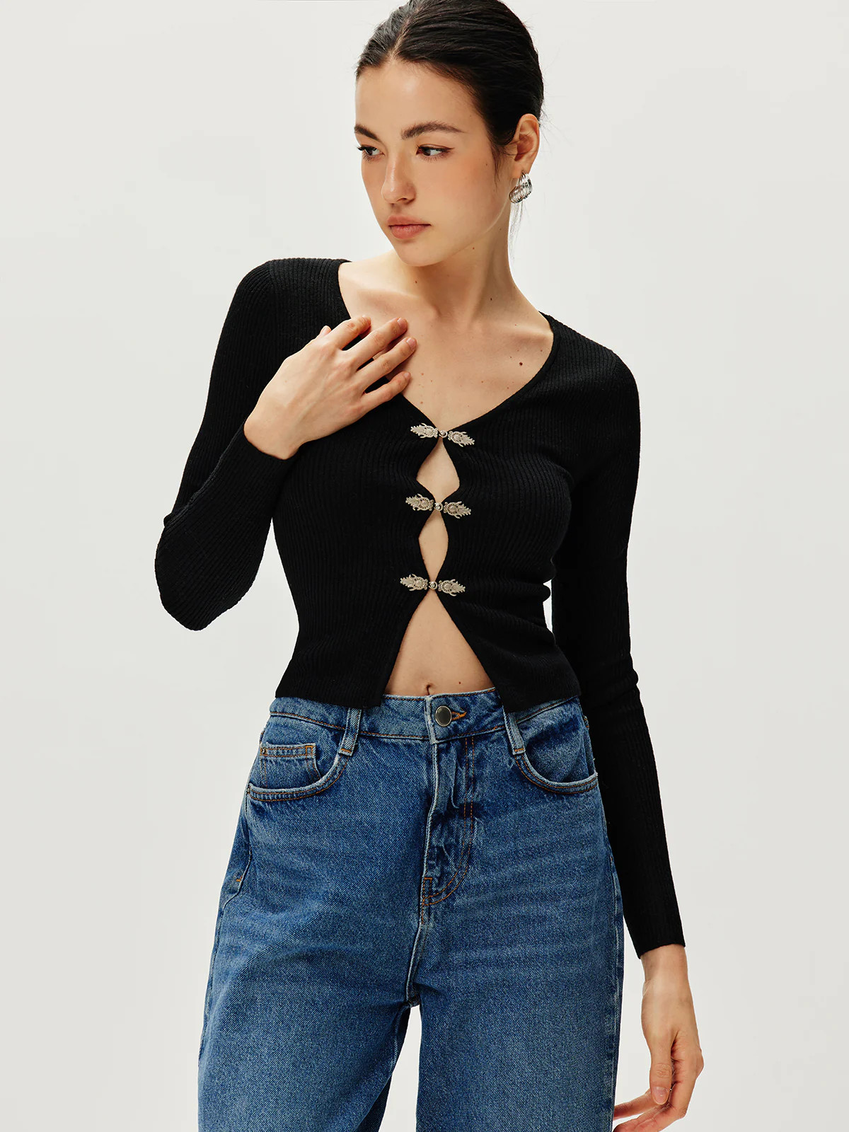 Long Sleeve Button Sweater | Commense