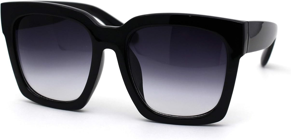 Womens Boyfriend Style XXL Oversize Horned Rim Thick Plastic Sunglasses | Amazon (US)