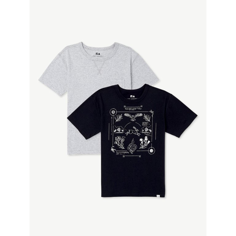 Free Assembly Boys 2-Pack Garment Washed Graphic T-Shirts, Sizes 4-18 | Walmart (US)