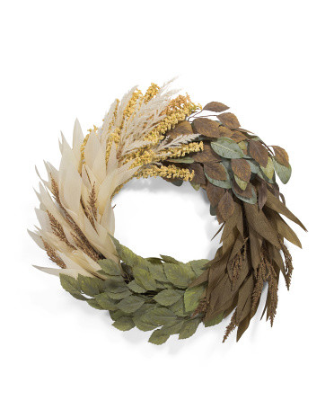 28in Ombre Eucalyptus Cornhusk Wreath | TJ Maxx