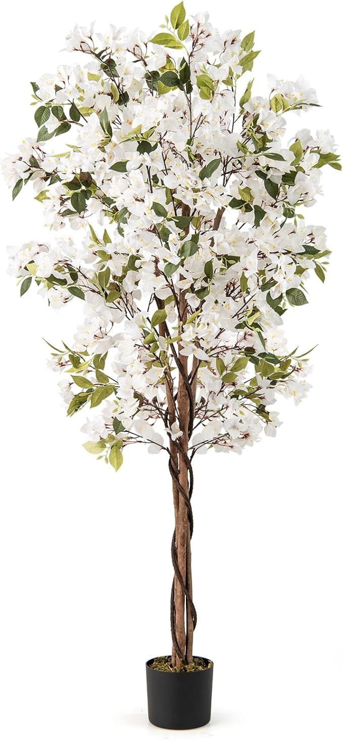 Goplus 6 FT Bougainvillea Artificial Tree, Faux Flower Tree in Pot with 910 Flowers, 105 Leaves, ... | Amazon (US)