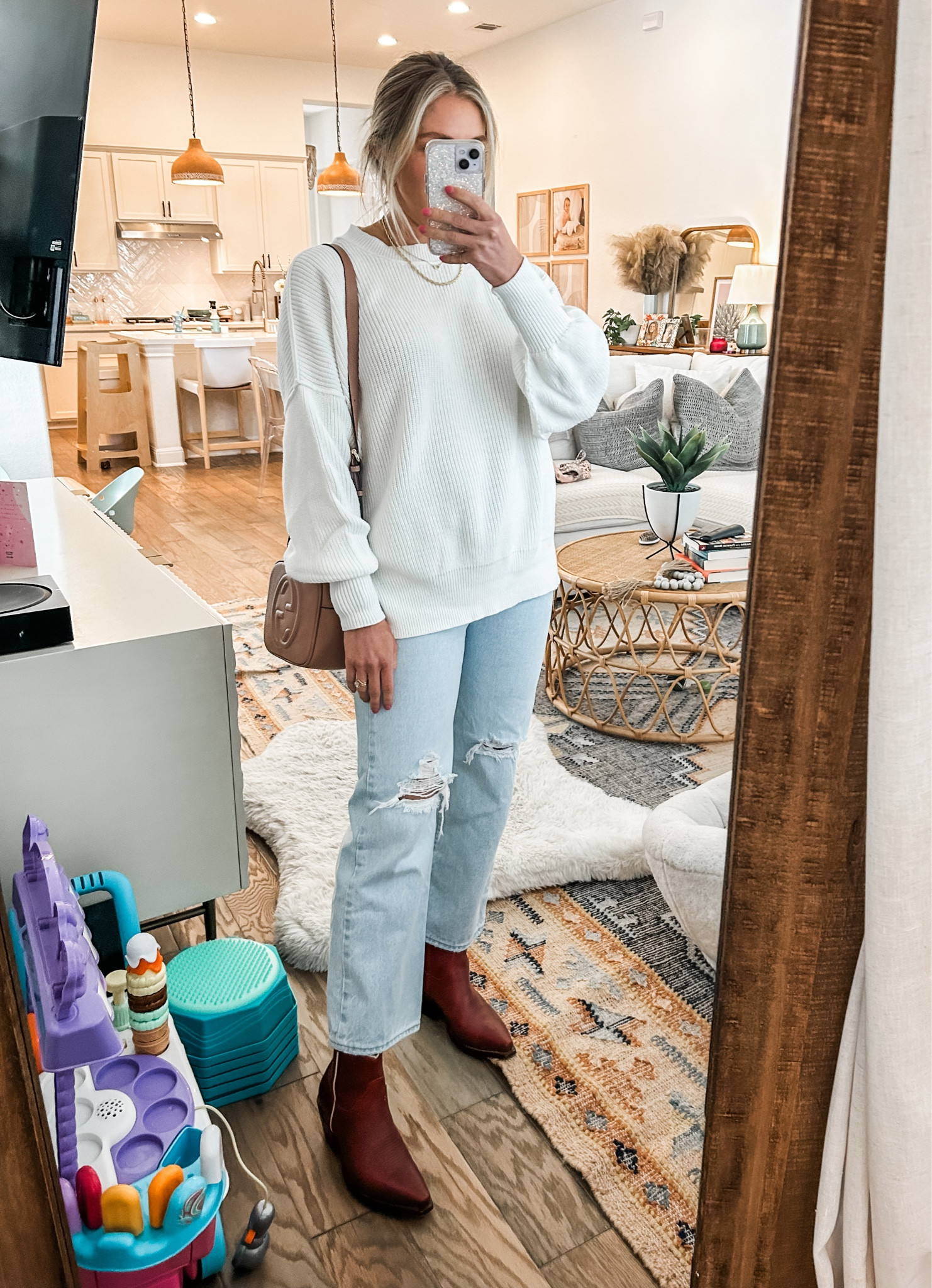 casual ootd - favorite levi’s jeans (wearing 27.. i sized up 2!) ref cowgirl boots, sweater  

#LTKsalealert #LTKfindsunder100 #LTKstyletip