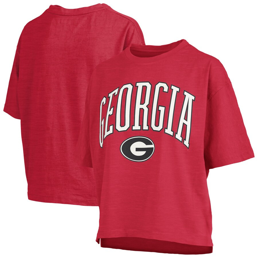 Georgia Bulldogs Pressbox Women's Nelson Arch Over Logo Waist Length Oversized Slub T-Shirt - Red | Fanatics