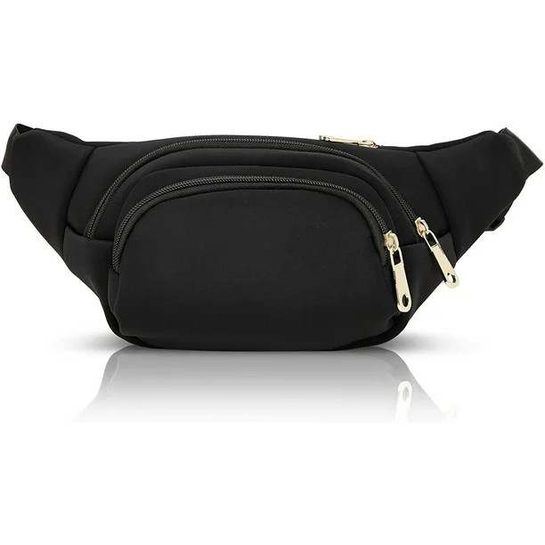 Zodaca Black Plus Size Fanny Pack for Women and Men, Fashion Crossbody Bag with Adjustable Waist ... | Walmart (US)