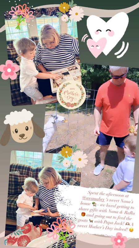 Spent the afternoon at @wesmabry ‘s sweet Nana’s house 🏡 - we loved getting to share gifts with Nana & RaRa 🎁 and going out to feed the goats 🐐 with Papa Jack! 🫶🏽 A sweet Mother’s Day indeed! 😌

#LTKFamily