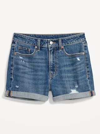 High-Waisted O.G. Straight Ripped Jean Shorts for Women -- 3-inch inseam | Old Navy (US)