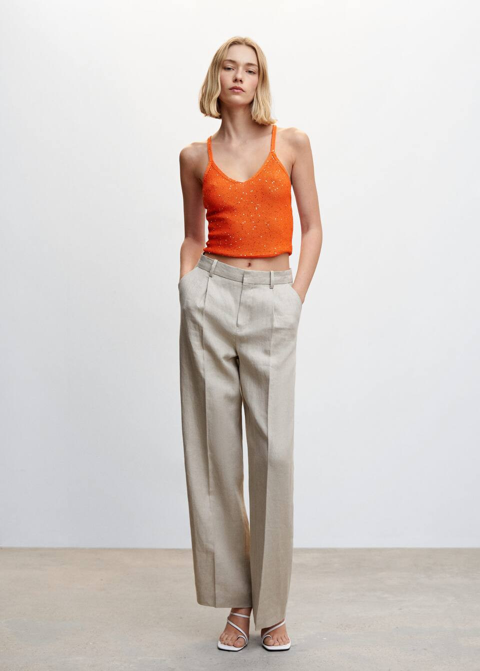 Knitted top with sequin detail -  Women | Mango United Kingdom | MANGO (UK)
