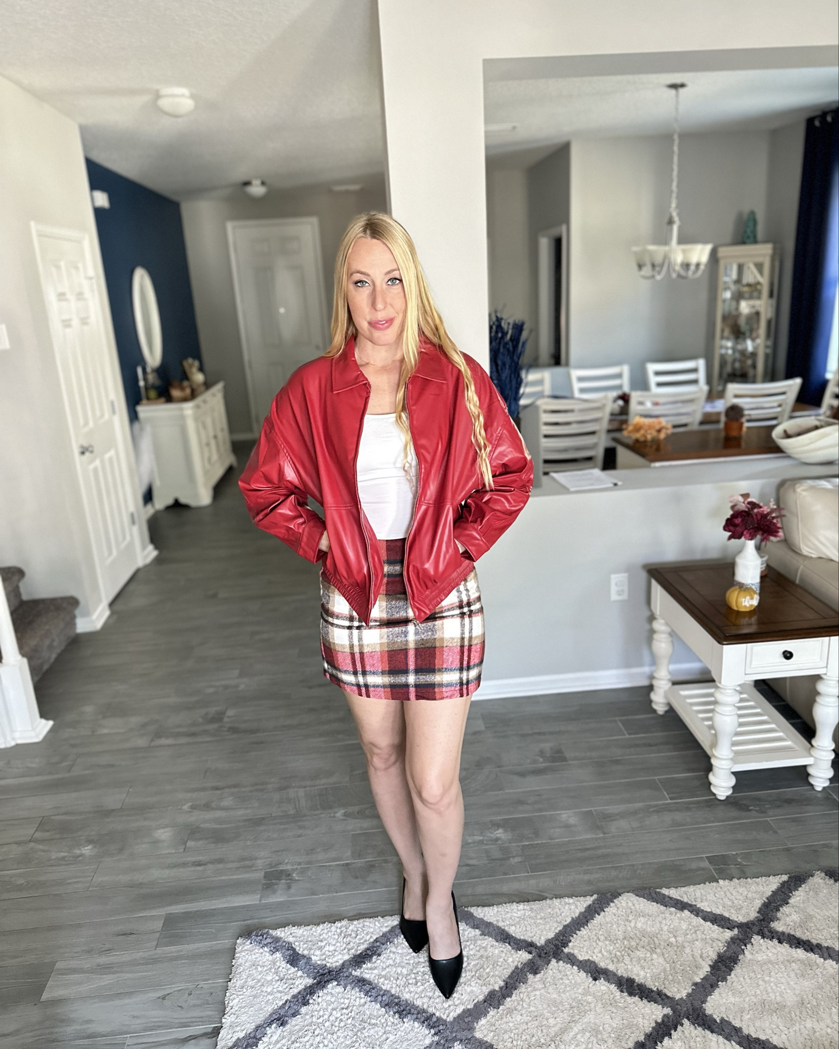 Mixing Moto & Preppy
❤️ love this faux leather oversized jacket, wearing size small, fits true to size
❤️ this plaid skirt is nice and warm, mini fit on me, wearing size 6, fits true to size 

#LTKStyleTip #LTKFindsUnder50 #LTKFindsUnder100