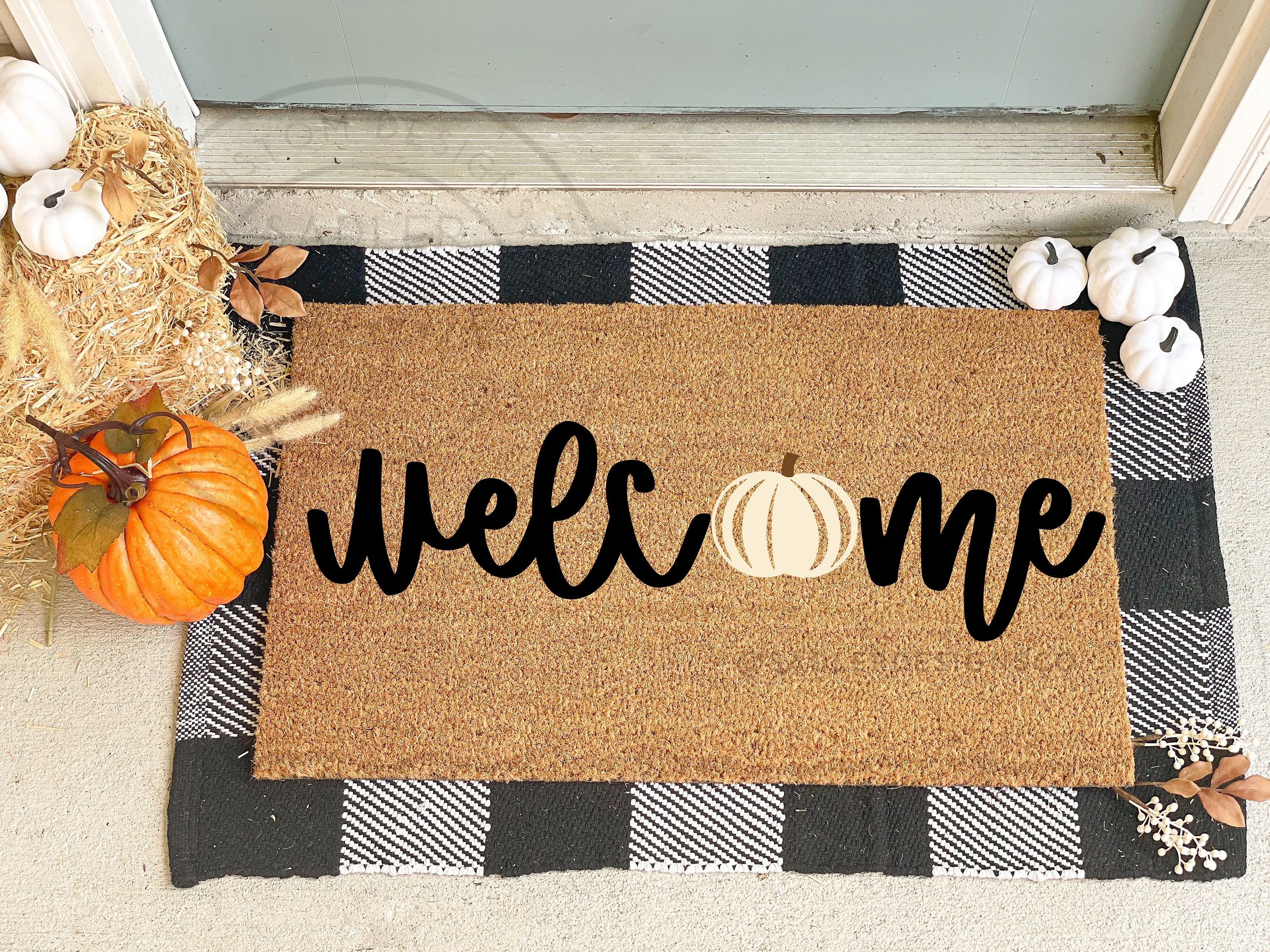 Pumpkin Welcome Mat | Pumpkin Doormat | Fall Doormat | Fall Decor | Etsy (US)