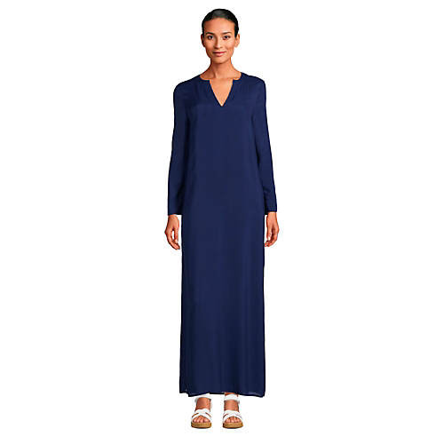 Women's Modal Long Sleeve Swim Cover-up Maxi Dress | Lands' End (US)