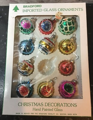 Vintage Indent Reflect Bradford Imported Hand Painted Glass Christmas Ornaments | eBay US