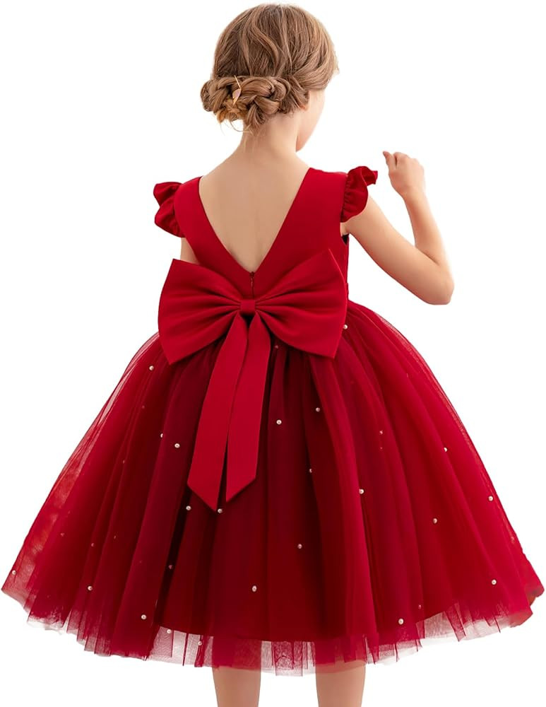 KAQININI Flower Girl Dress Wedding Guest Ruffle Tulle Satin Party Birthday Princess Dresses Pagea... | Amazon (US)