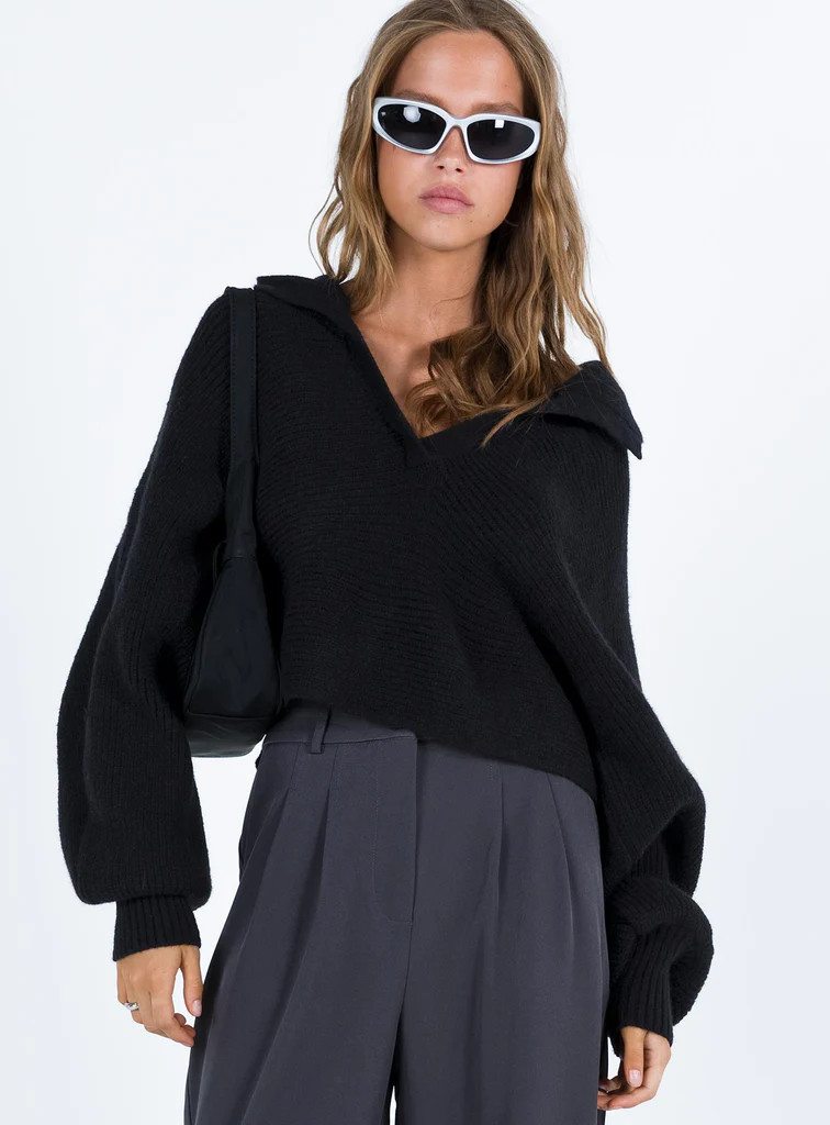 Tiara Cropped Sweater Black | Princess Polly US