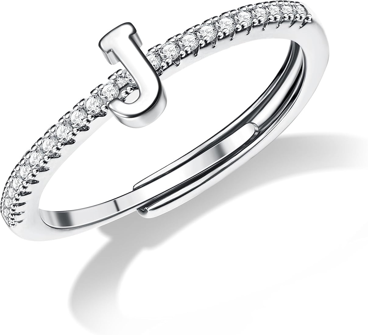 S925 Sterling Silver Initial Rings for Teens Girls, Adjustable Silver Gold Plated Stackable Rings... | Amazon (US)