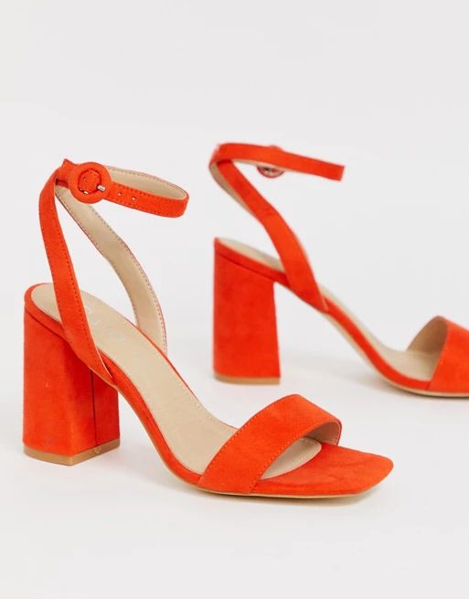 RAID Exclusive Wink orange square toe block heeled sandals | ASOS US