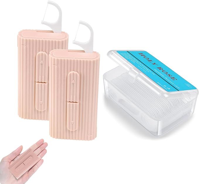 Portable Dental Floss Dispenser 2 Case,Holy Rose Portable Floss Picks Case with Adult Floss Stick... | Amazon (US)