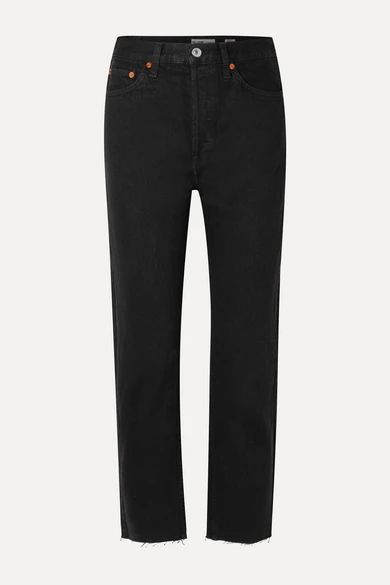 RE/DONE - Originals High-rise Stove Pipe Straight-leg Jeans - Black | NET-A-PORTER (UK & EU)