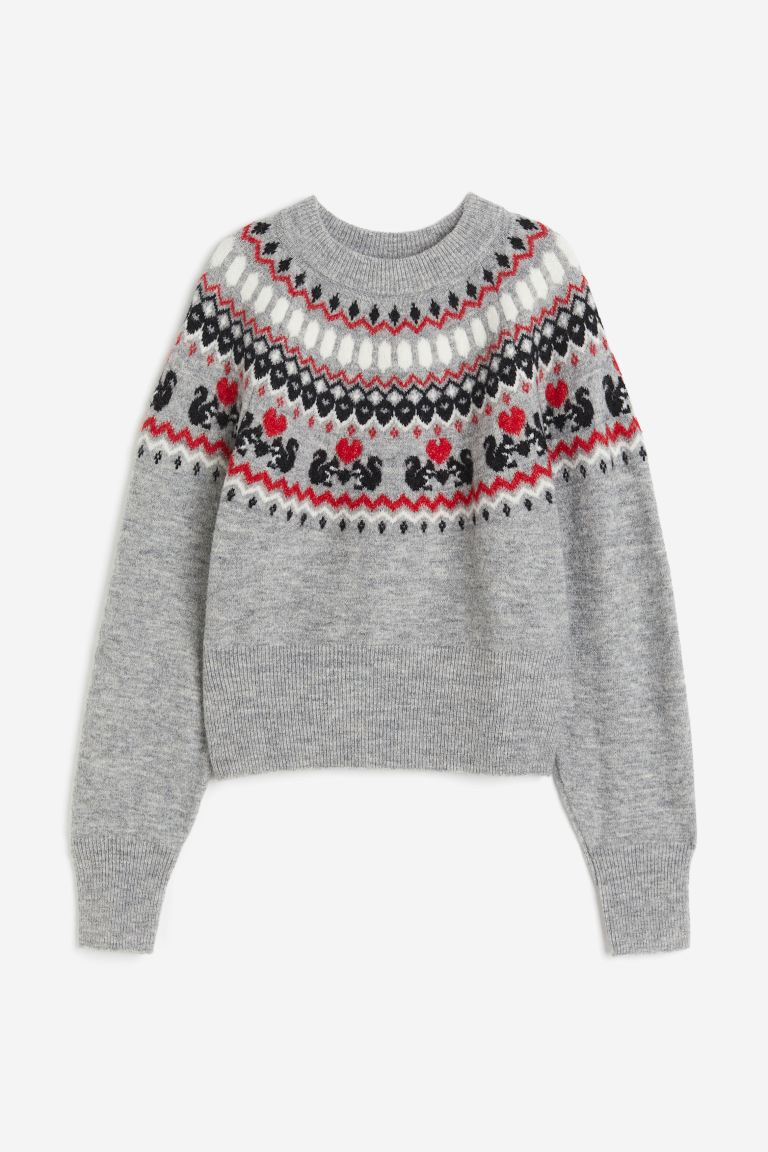 Pull en maille jacquard - Gris clair chiné - FEMME | H&M FR | H&M (FR, IT, ES, PT, BE)