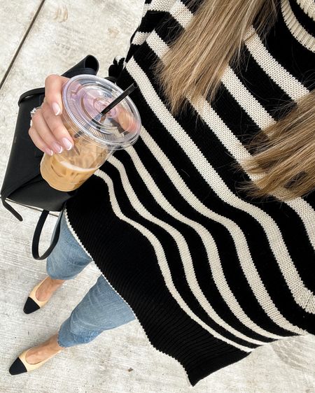 Black striped sweater (xs) denim jeans, Chanel slingbacks, Celine micro, fall outfit, winter outfit #fashionjackson



#LTKSeasonal #LTKstyletip