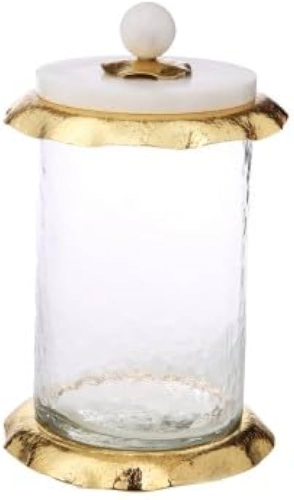 Glass Canister with Marble Lid and Gold Ruffle Design (3 sizes) (Small) | Amazon (US)