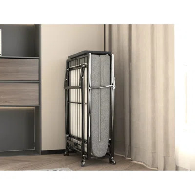 Twin Metal Folding Bed Frame, 4" Foam Mattress, 4 Castors For Convenient Storage And Mobility Frame With Soft Portable Different Rooms, Easy To Assemb | Wayfair North America