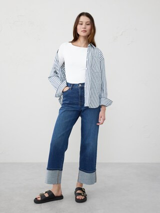 Soft Stretch Elbow-Sleeve Top | Banana Republic Factory