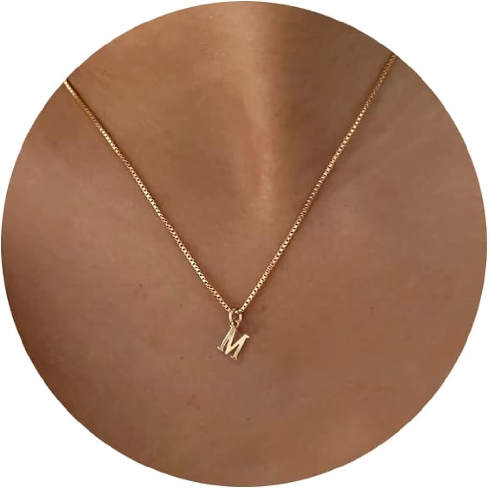 Aghfacy Small Letter Necklace,Dainty 14K Gold Plated Personalized Tiny Initial Pendant Necklace S... | Amazon (US)