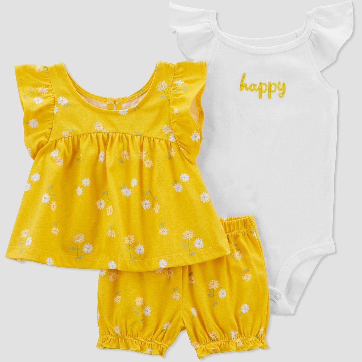 Carter's Just One You® Baby Girls' Bright Floral Top & Bottom Set - Yellow | Target