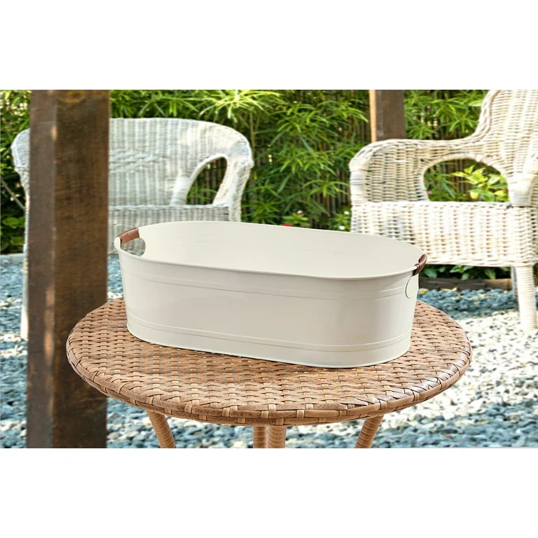 Better Homes & Gardens - Vanilla White Medium Oval Galvanized Tub BH24100108683F9, 20.27 in L x 1... | Walmart (US)