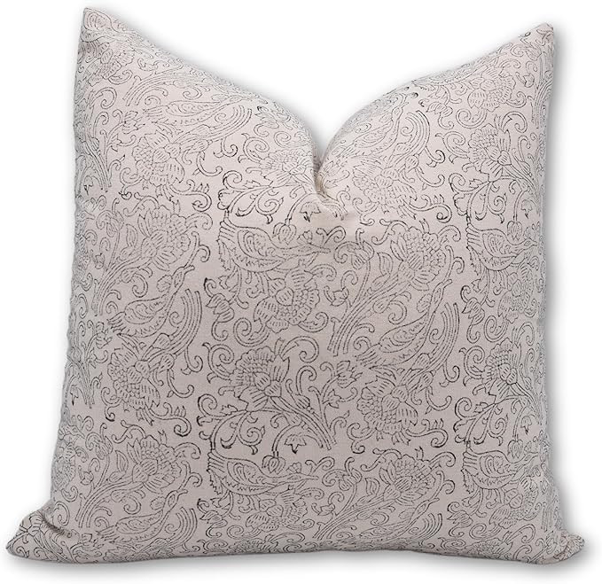 Fabritual Block Print Duck Canvas Cotton 20x20 Throw Pillow Covers, Decorative Handmade Pillow Co... | Amazon (US)