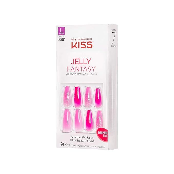 KISS Jelly Fantasy On-Trend Translucent Sculpted Nails, Long, Coffin, “Jelly Baby”, Durable, ... | Amazon (US)