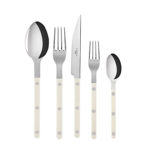 5-Piece Flatware Set - Bistrot Collection - Knife, Fork, Soup Spoon, Teaspoon & Dessert Fork - St... | Amazon (US)