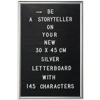 Framed Letter Board, Includes Letters, Numbers & Special Characters, XL Message Board, 30x45 cm, Sil | ManoMano UK