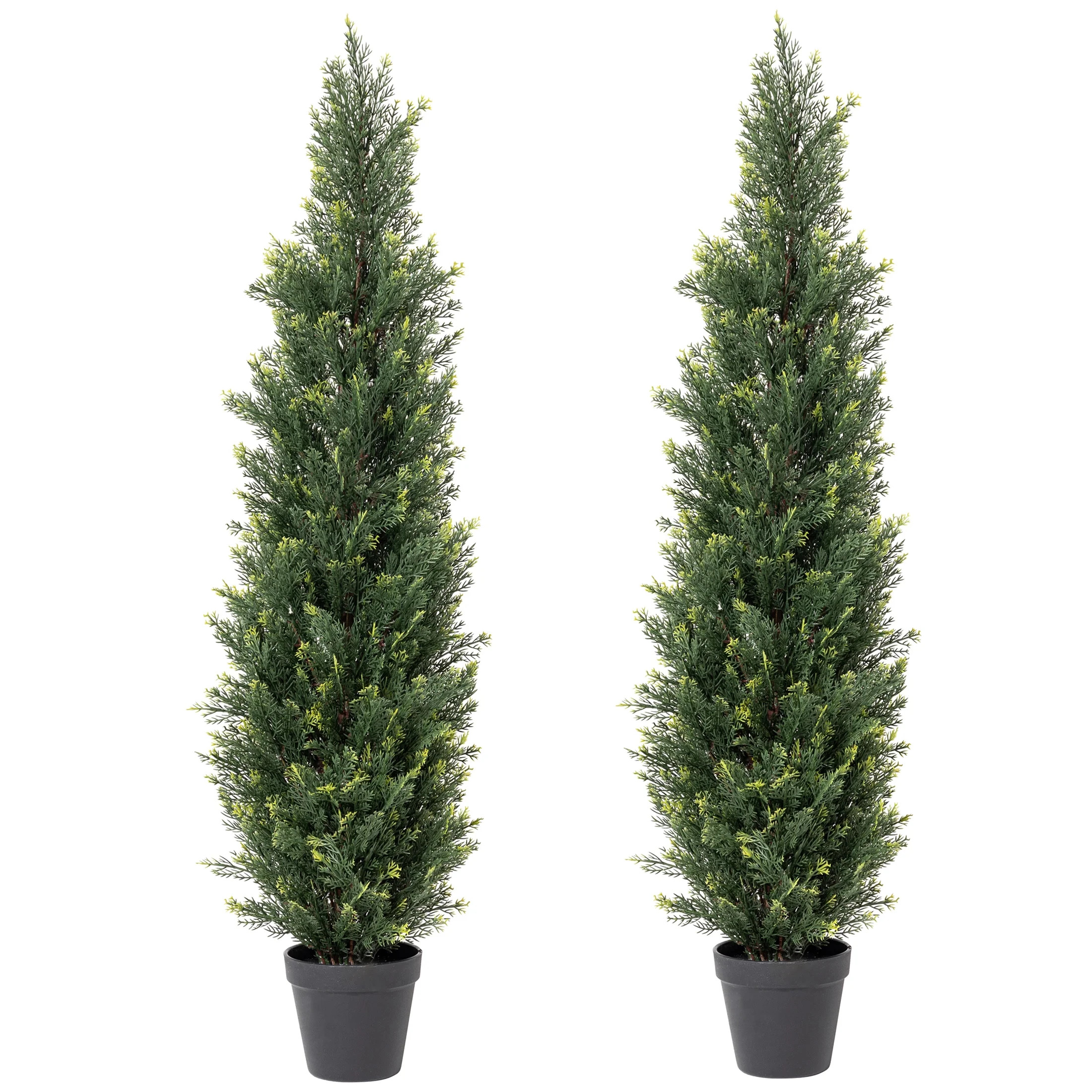 Artificial Cedar Tree 2 Pack 3 ft Outdoor Artificial Topiary Cedar Plants Fake Tree UV Rated Pott... | Walmart (US)