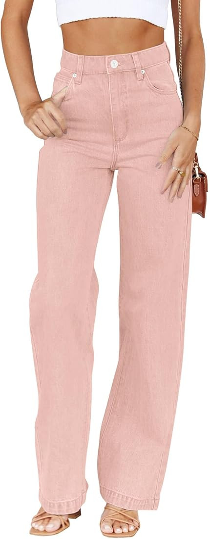 Cicy Bell Women's High Waisted Jeans Boyfriend Baggy Straight Leg Casual Denim Pants with Pockets | Amazon (US)