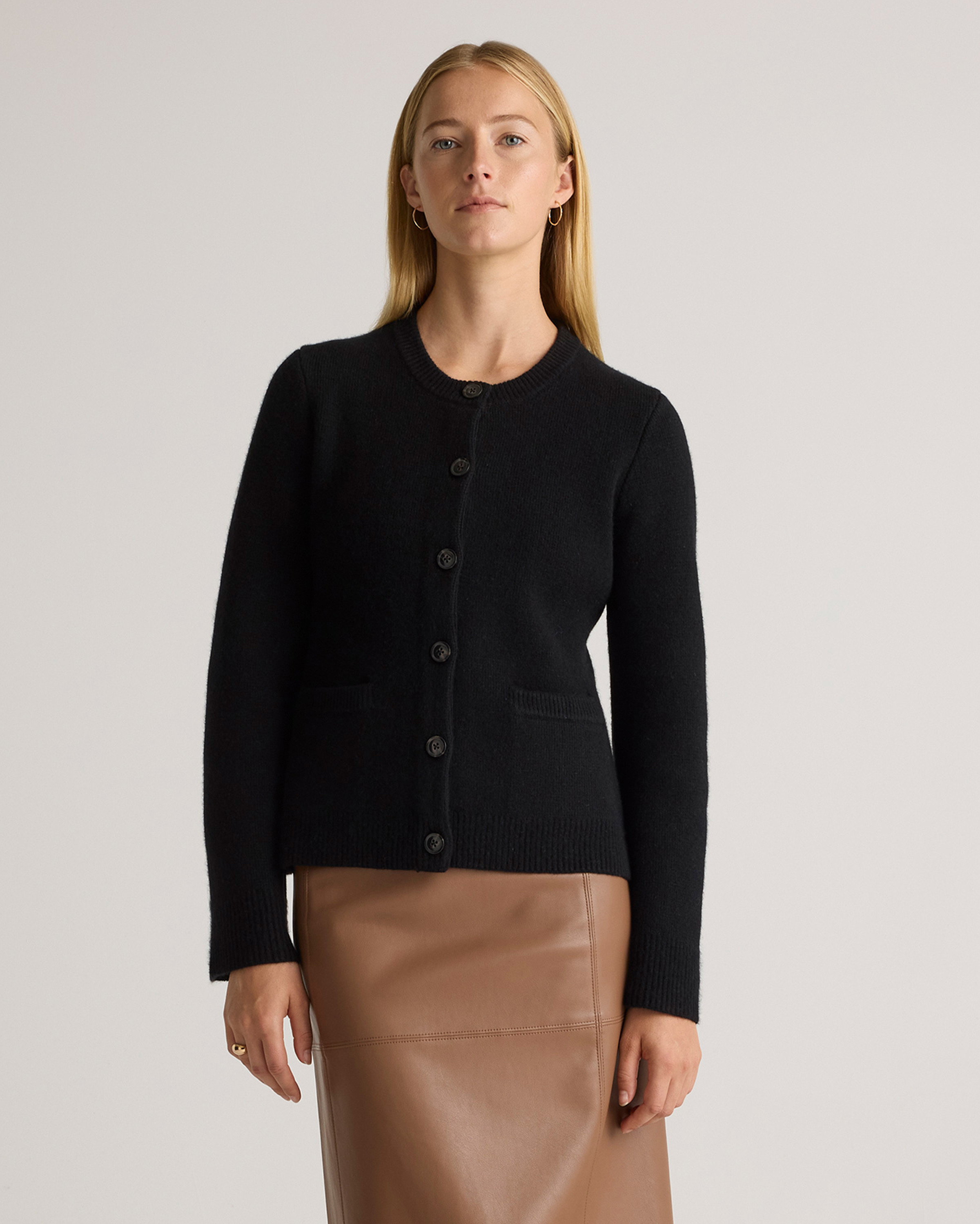 Quince | Women's Mongolian Cashmere Structured Cardigan Sweater in Black, Size XS | Quince