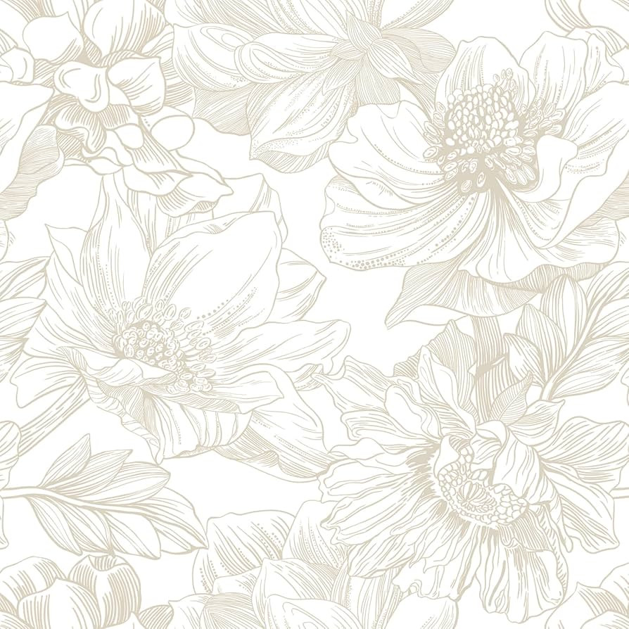 Ismoon Large Floral Peel and Stick Wallpaper Boho Beige Contact Paper 17.3inx6.5ft Neutral Wall P... | Amazon (CA)