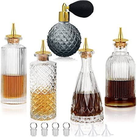 Bitters Bottle Set - Glass Vintage Bottle, Decorative Bottles with Dash Top, Dasher Bottles for M... | Amazon (US)