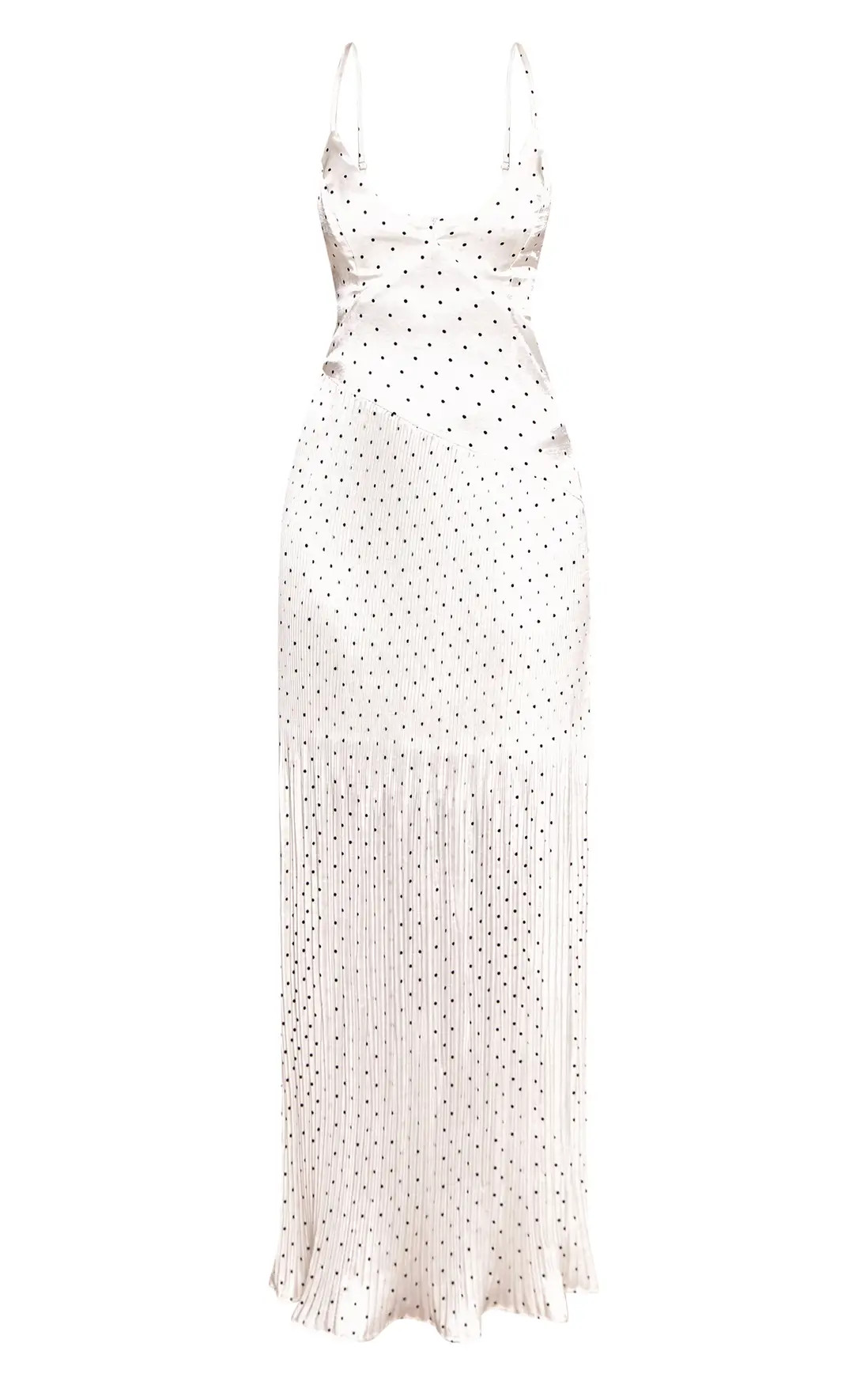 White Polka Dot V Neck Maxi Dress | PrettyLittleThing US