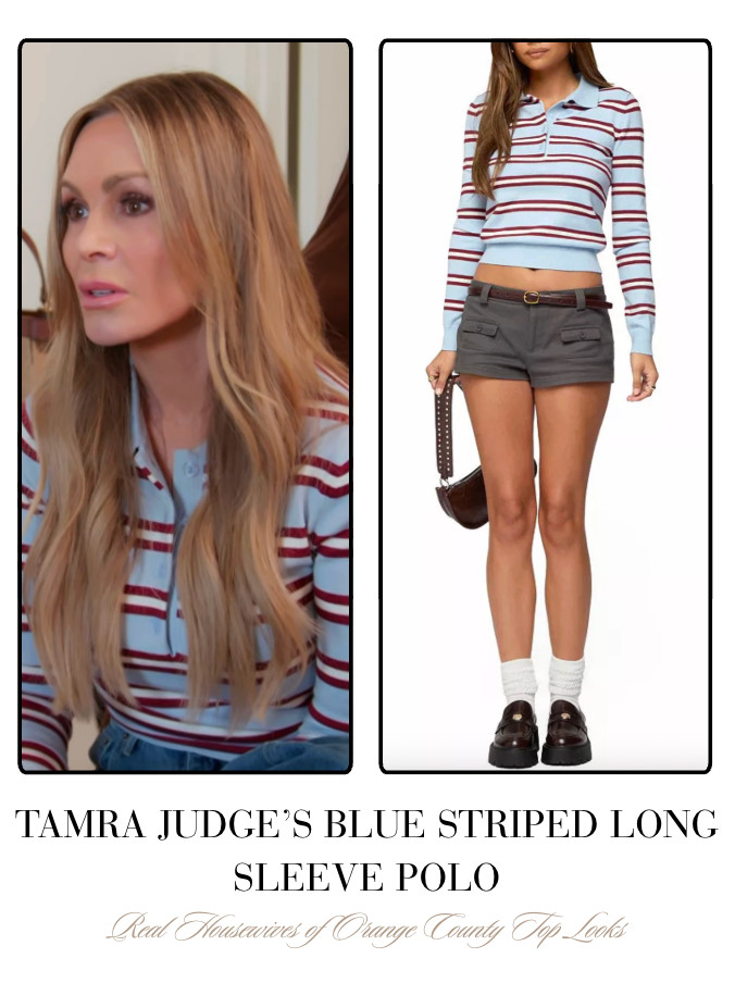 Tamra Judge's Blue Striped Long Sleeve Polo 

 
