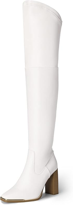 DREAM PAIRS Women's Over The Knee Boots Thigh High Square Toe Chunky Block HIgh Heel Long Sexy Fa... | Amazon (US)