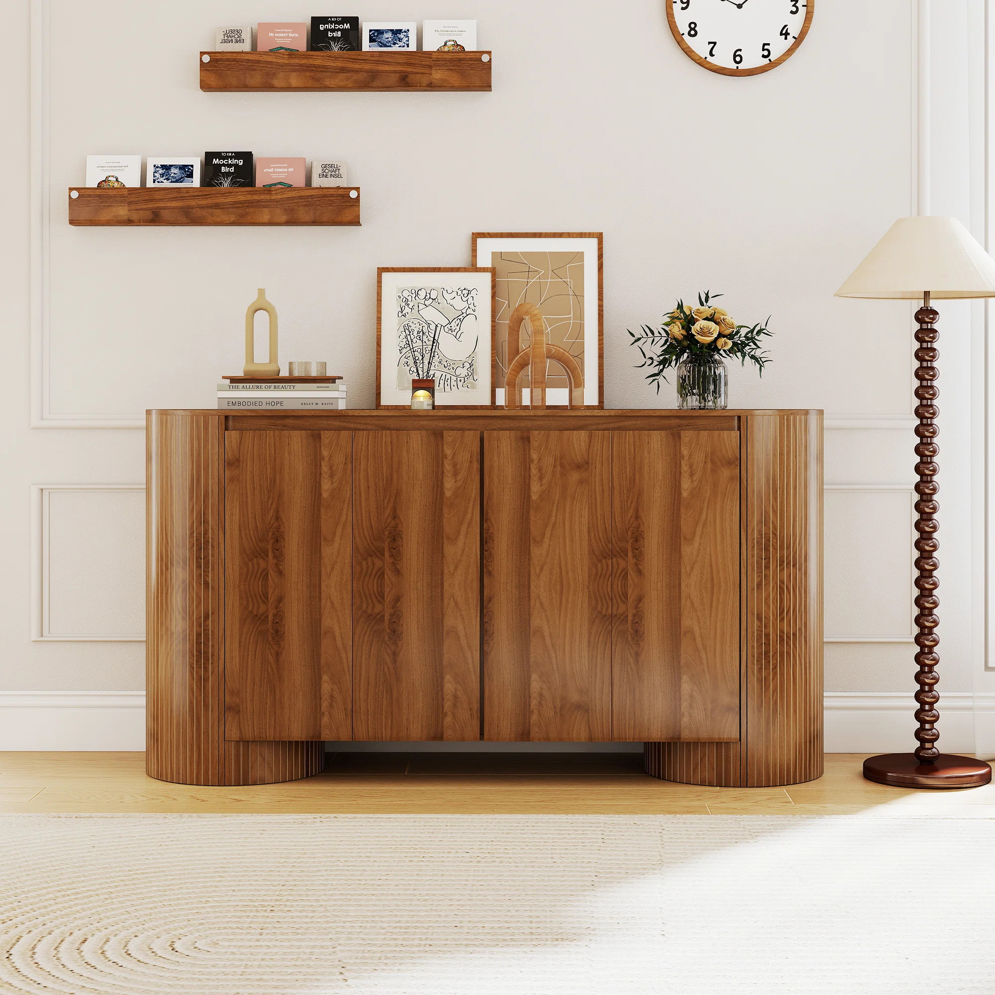 59" Curved Sideboard，oval Storage Cabinet With Doors | Wayfair North America