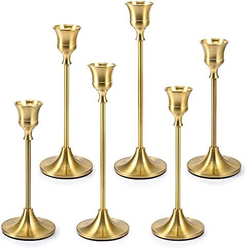 Vindar Candlestick Holders Taper Candle Holders - Set of 6 Gold Candle Sticks Holder Decorative f... | Amazon (US)